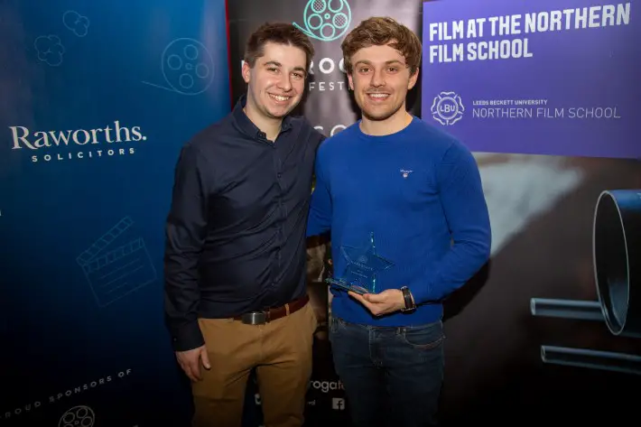 Adam Chandler, Festival Director with Lewis Robinson, winner of thr Audience Choice Award in 2020