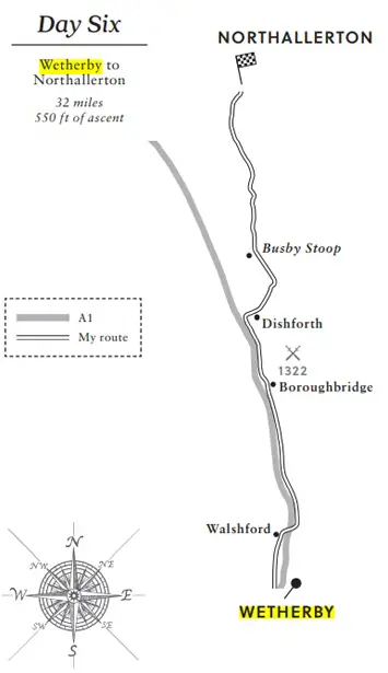 Cycling the Great North Road – Wetherby to Northallerton map