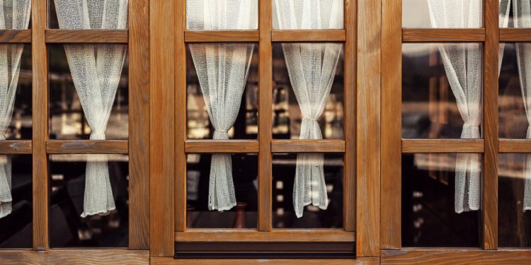 Decorative Wooden Windows and Curtains