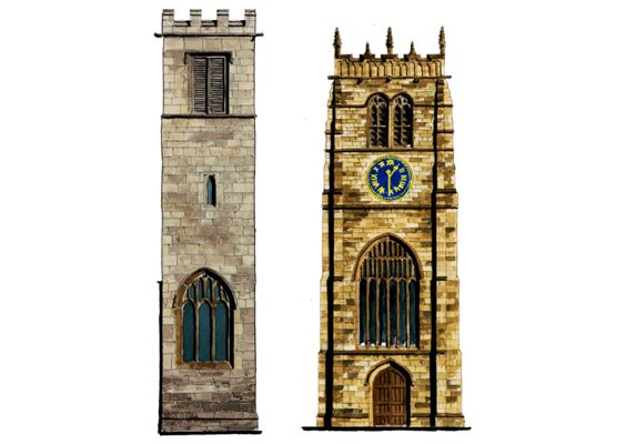 Medieval Church Towers in Yorkshire Cities york bradford