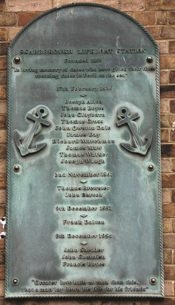Scarborough Lifeboat Service history memorial plaque