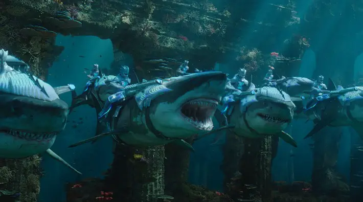 aquaman film review sharks