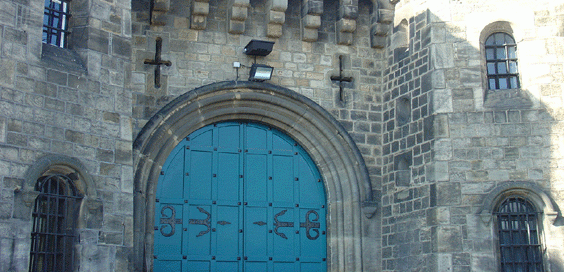 armley jail gaol blue gate door