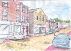artists sketch of armley town street 