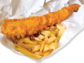 fish and chips in paper