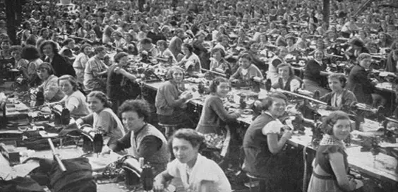 burton menswear machinists women at burton factory sewing