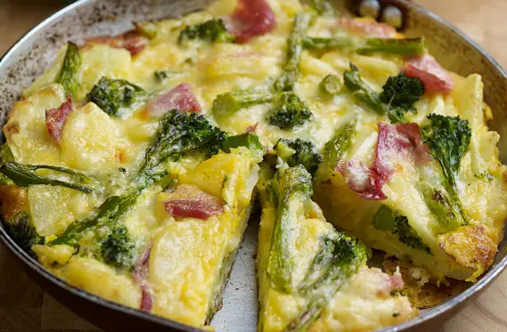 Cheddar Frittata with Ham tenderstem broccoli