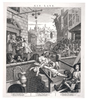 William Hogarth's 'Gin Lane' engraving.