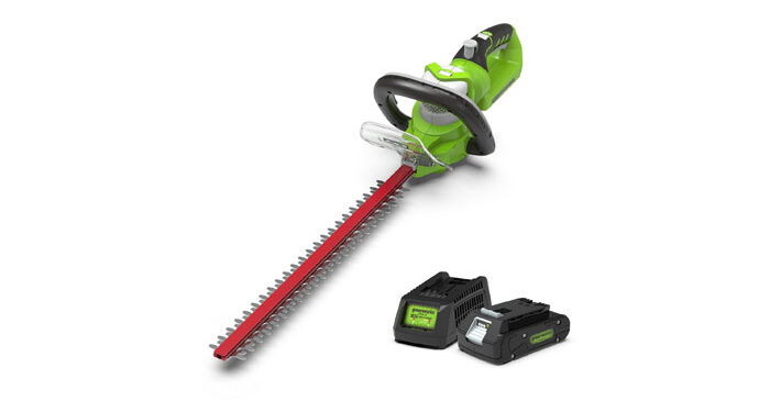 greenworks hedgetrimmer gadget review battery main