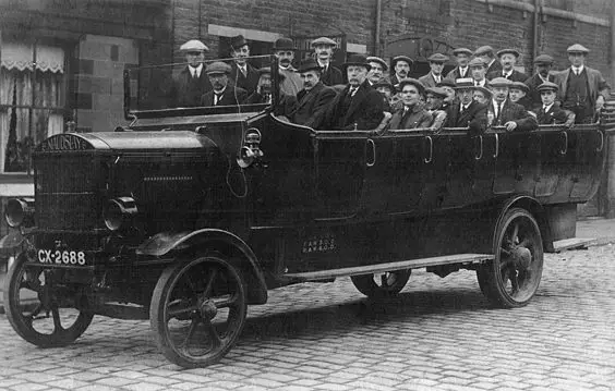 huddersfield trolleys and buses history P17 Although unclear who actually owned this Maudslay charabanc, its inclusion shows the original basic form of motorised passenger transport