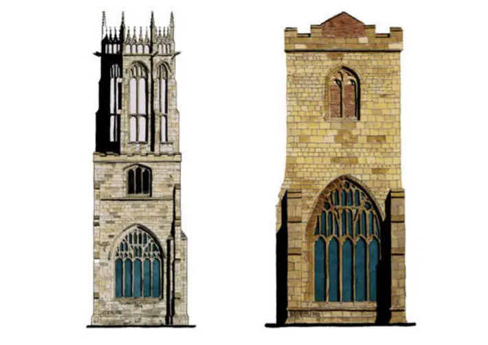 medieval yorkshire church towers duo