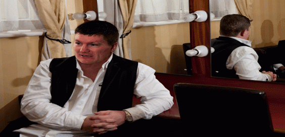 manchester boxer in waistcoat backstage in bradford