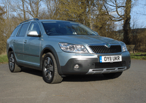 skoda octavia scout review silver front angle view